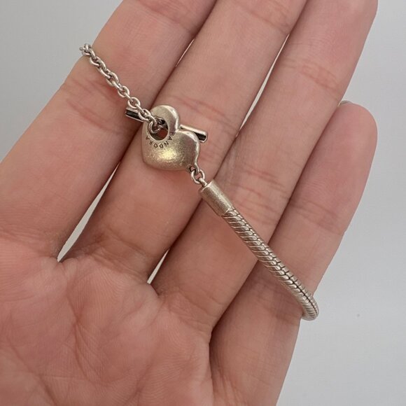 Pandora ALE Sterling Silver 925 Heart Snake Chain Bracelet Size 6.5" Length - Picture 6 of 10